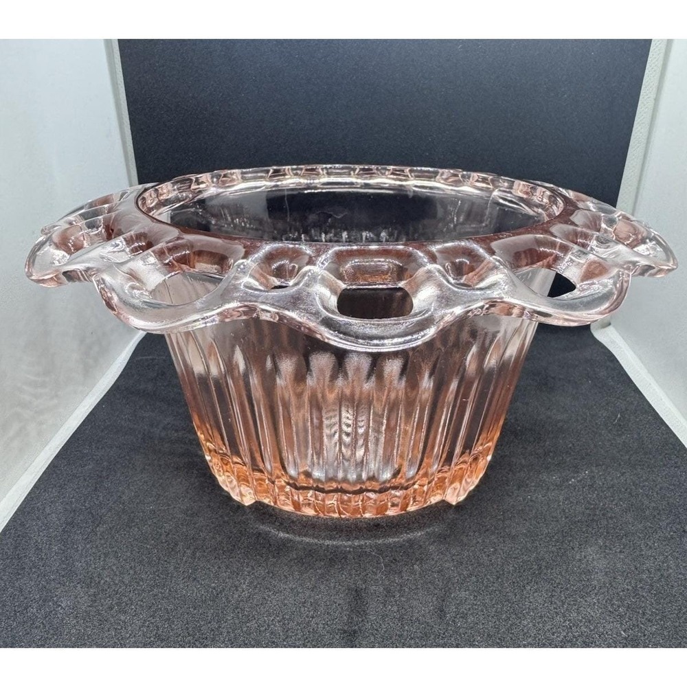 PINK DEPRESSION GLASS Bowl Open Lace Edge / Old Colony VTG 1930's